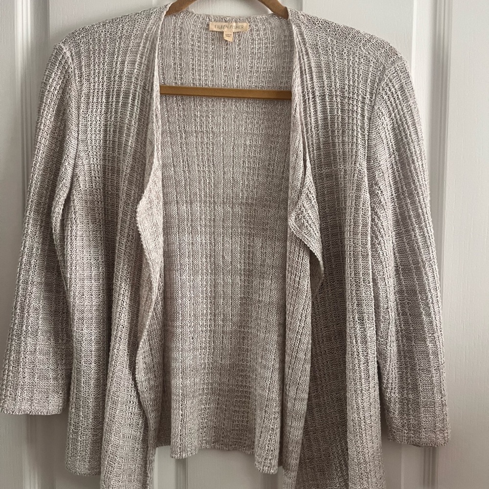 Women's Gray Open-Front Sweater